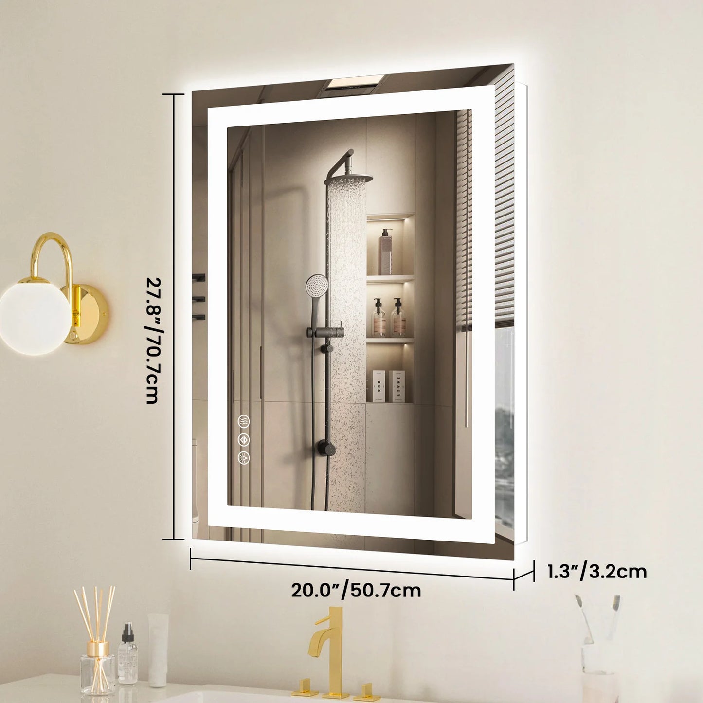 JHK LED Bathroom Vanity Mirror With Tempered Glass And Backlight