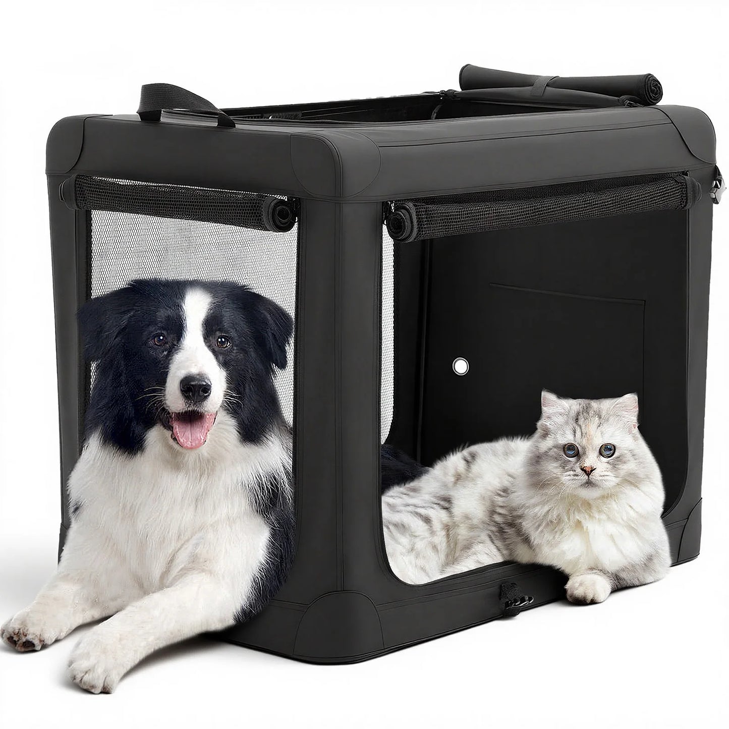 JHK Foldable Soft Dog Crate With 3 Doors For Indoor