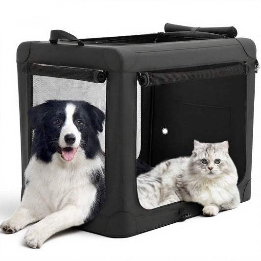 JHK Foldable Soft Dog Crate With 3 Doors For Indoor