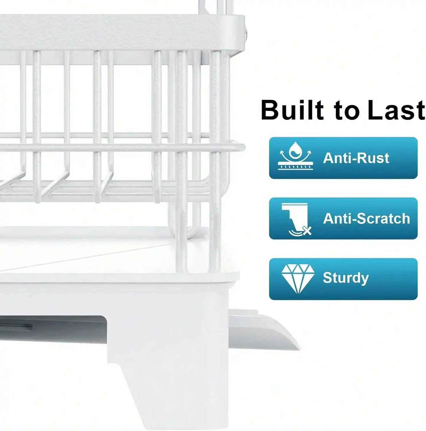 BCWW Kitchen Utensil Drying Rack With Drainage Tray, 2 Tier Detachable Dish Rack For Kitchen Counter, Large Capacity Dish Draine