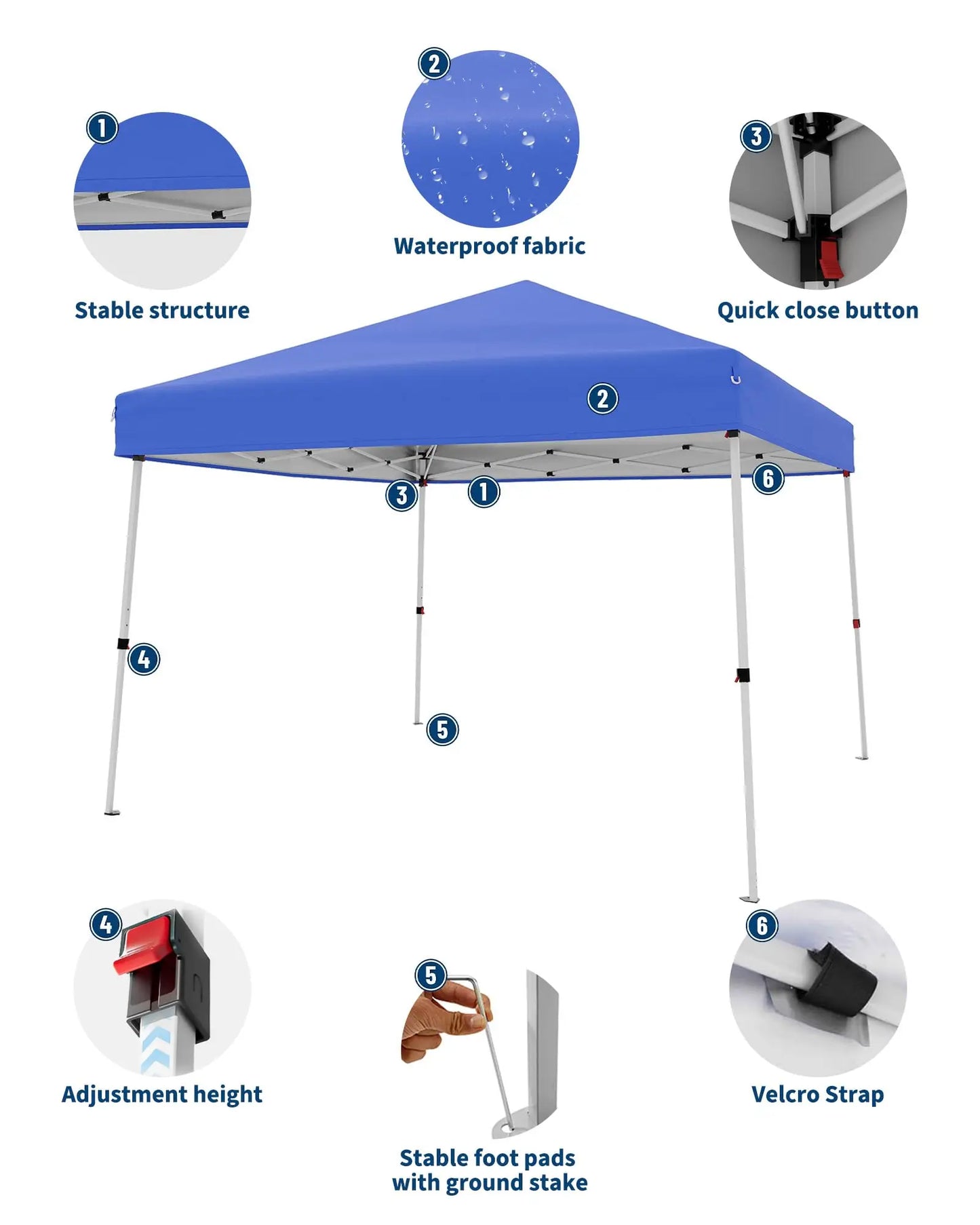 HiMISS Pop Up Canopy Tent Slant Leg Shelter UV Protected