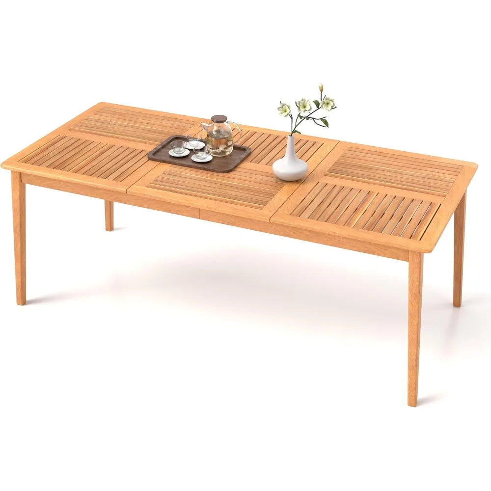 Outdoor Wooden Dining Table With Natural Acacia Slats