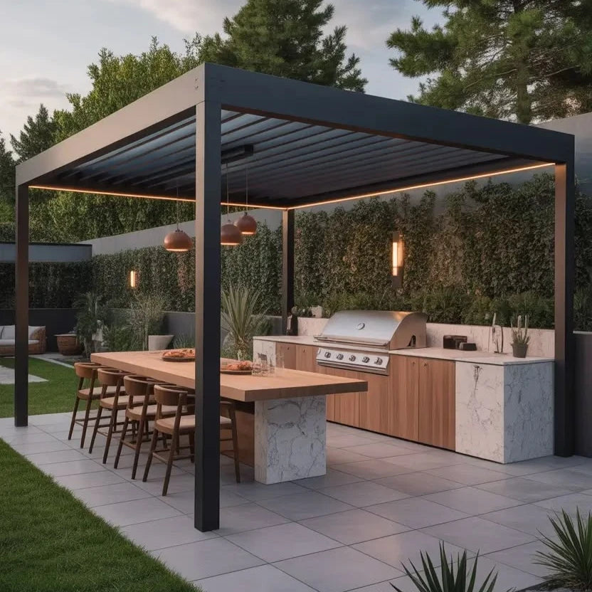 Motorized Bioclimatic Louvred Roof Pergola With Remote Control