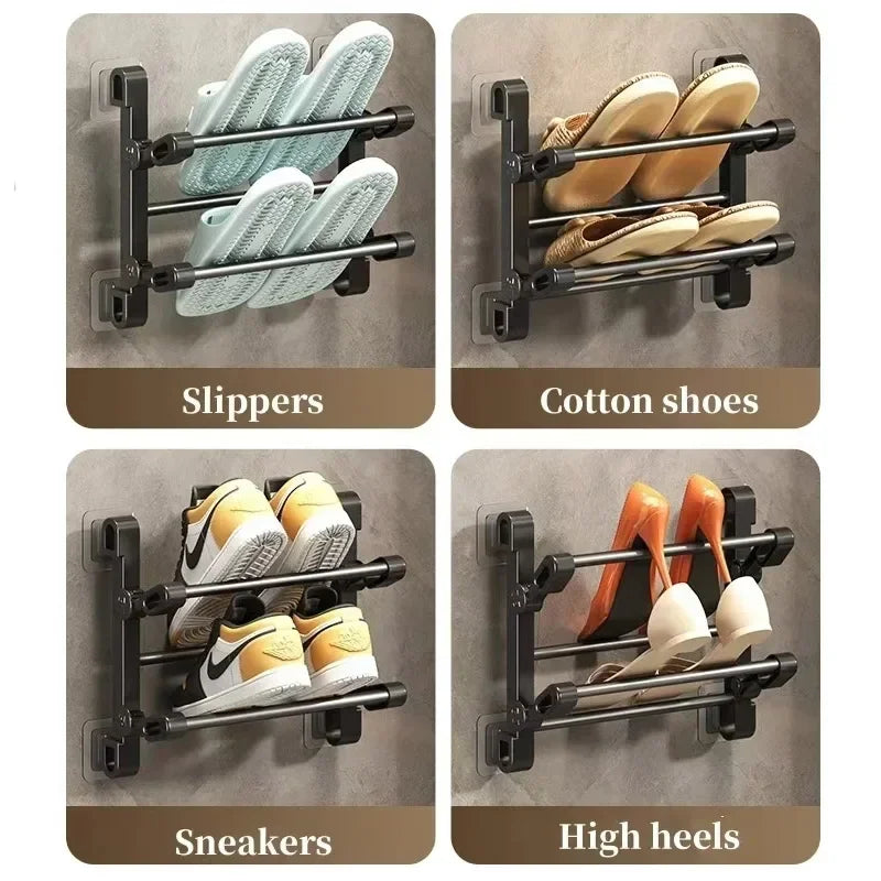 MOZHOU Wall Mounted Shoe Rack Multifunctional Bathroom Organizer