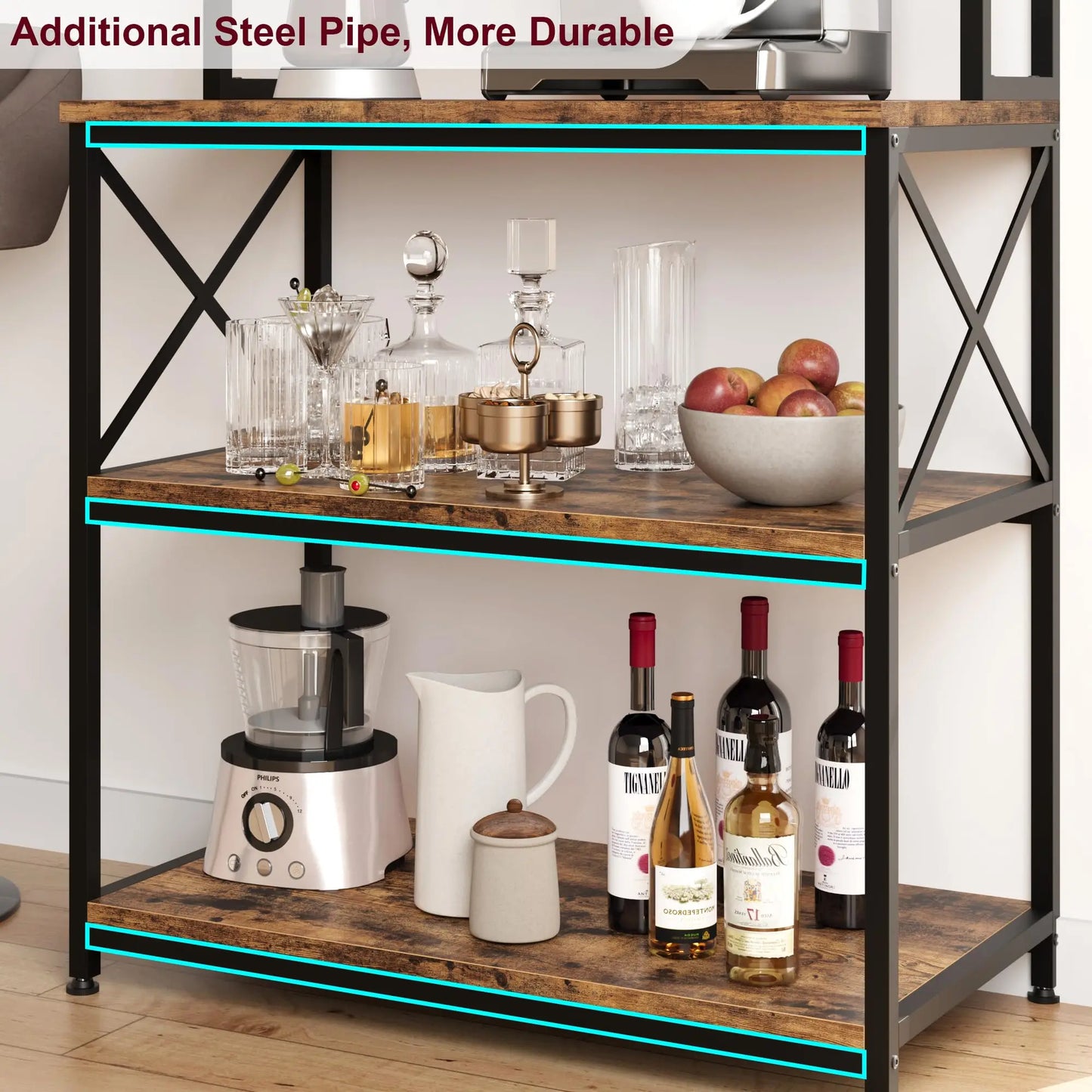 Mesh Kitchen Standing Shelf For Microwave Five Tier Design