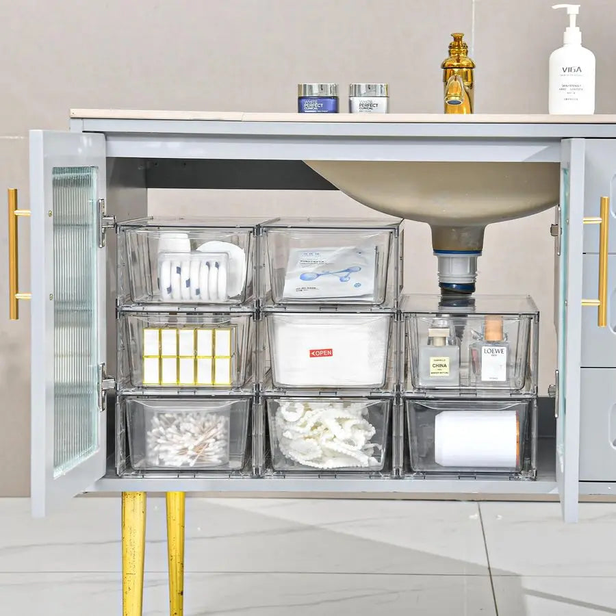 Drawers Storage, 6Pack Clear Stackable Storage Drawers, Acrylic Storage Bins with Drawers for Fridge Organizers, PlasticDrawers