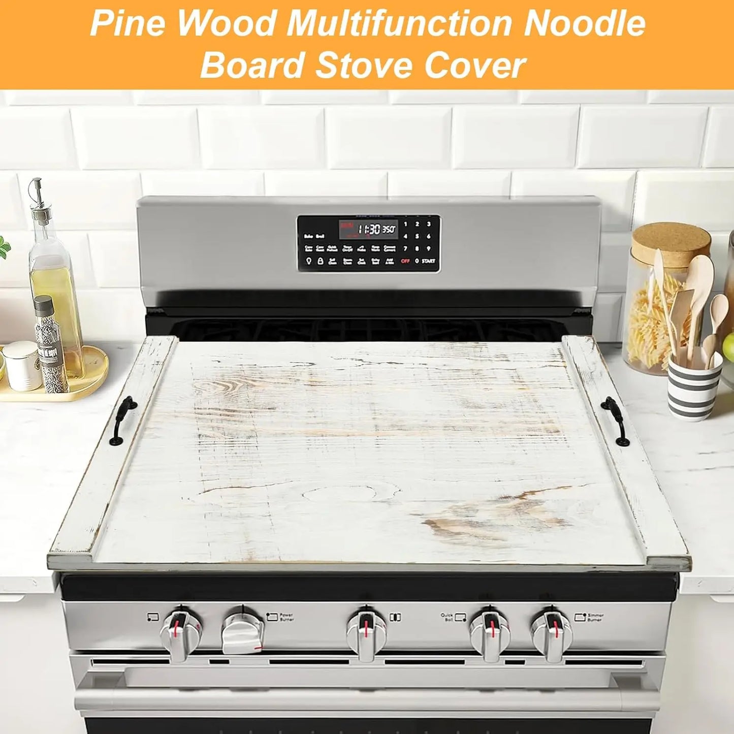 Noodle Board Stove Cover With Handles Pine Wood Kitchen Top
