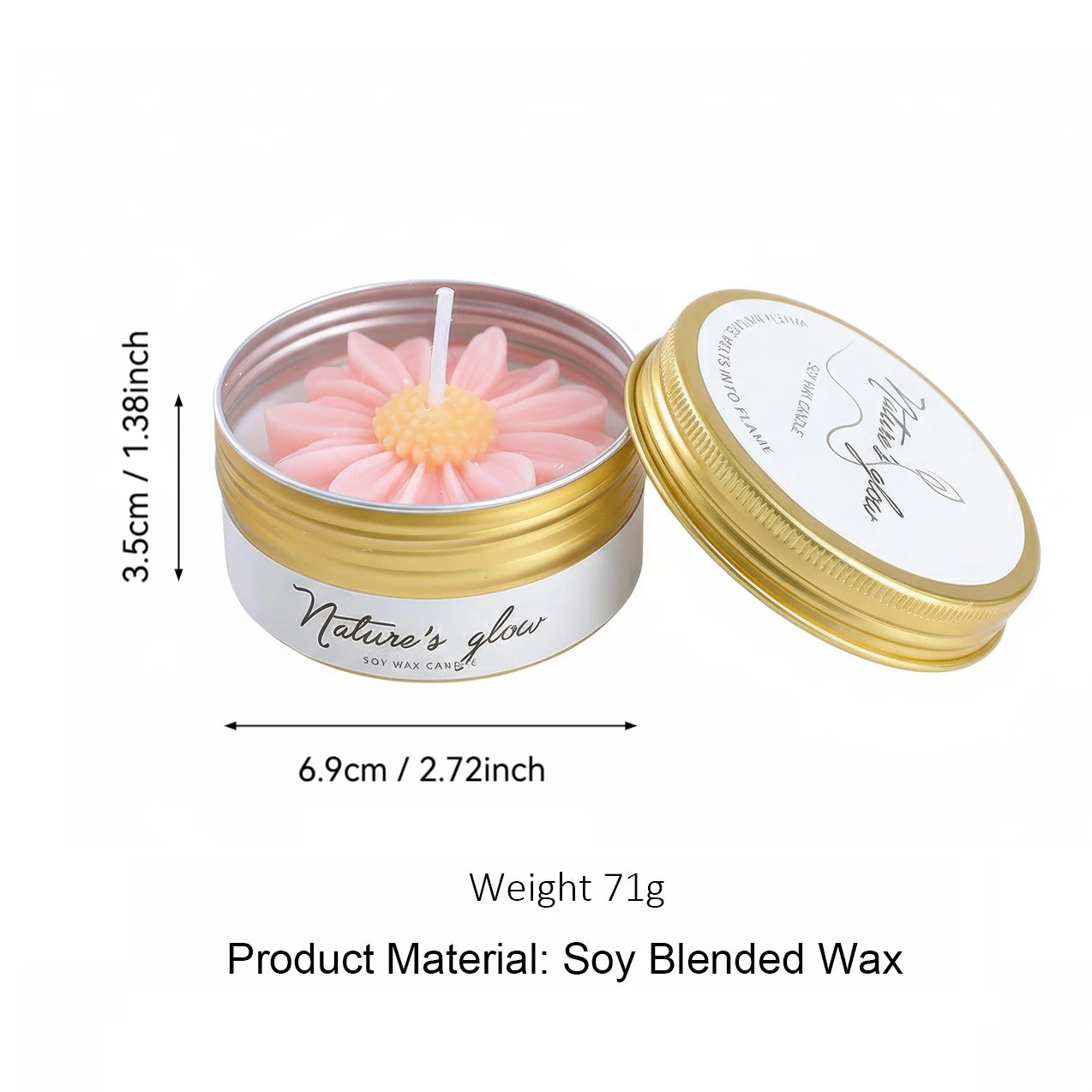 Chamomile Scented Soy Wax Candle Tin Handmade Romantic Gift