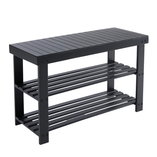 JHK 3-Tier Bamboo Entryway Bench Shoe Storage Organizer
