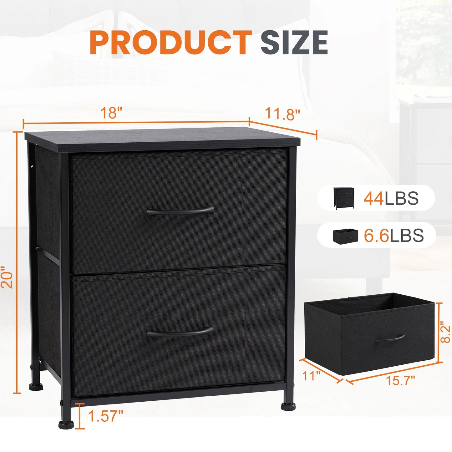 JHK Nightstand Bedside Table With Storage Drawers Modern
