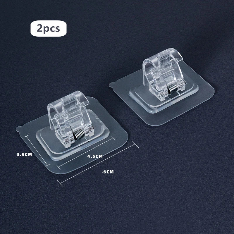 Nail Free Adjustable Curtain Rod Holders Clamp Hooks Self Adhesive