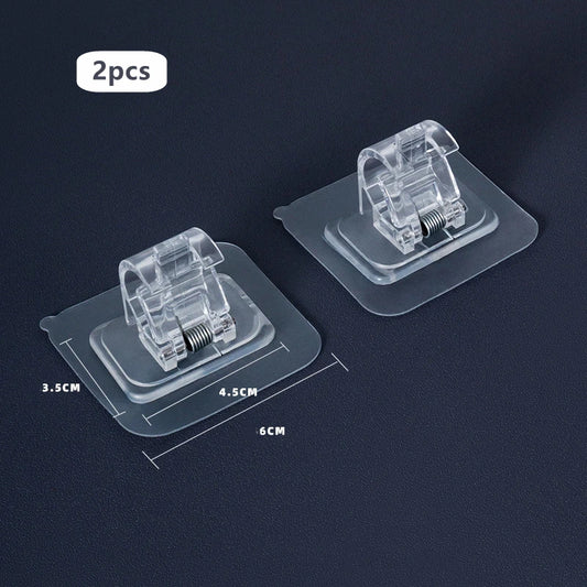 Nail Free Adjustable Curtain Rod Holders Clamp Hooks Self Adhesive