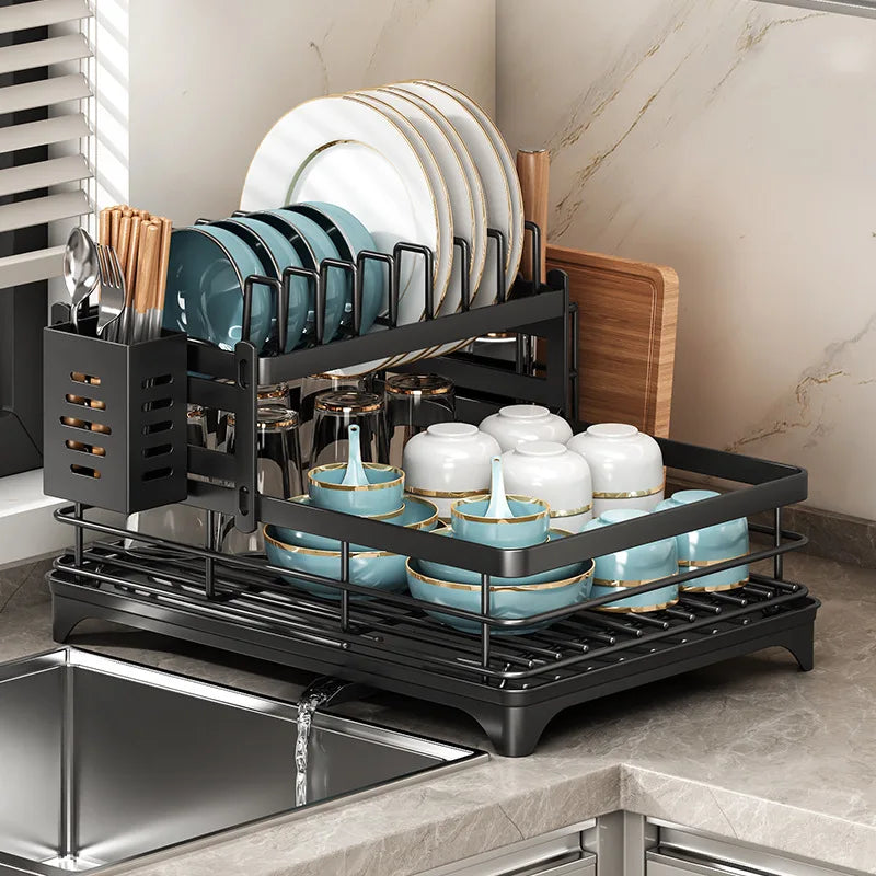 ATMDOG Stainless Steel Dish Drying Rack With Drainboard Plate Drainer Over Sink