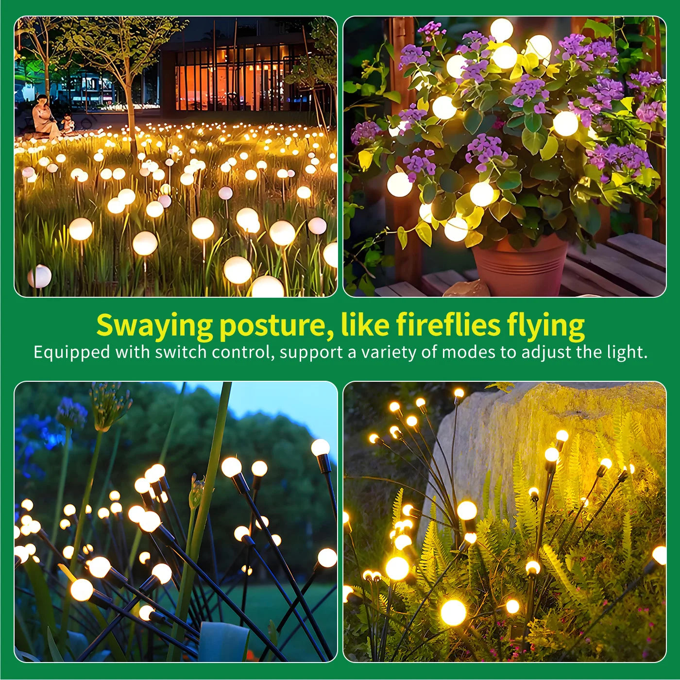 Solar Firefly LED Outdoor Garden Lights For Pathways