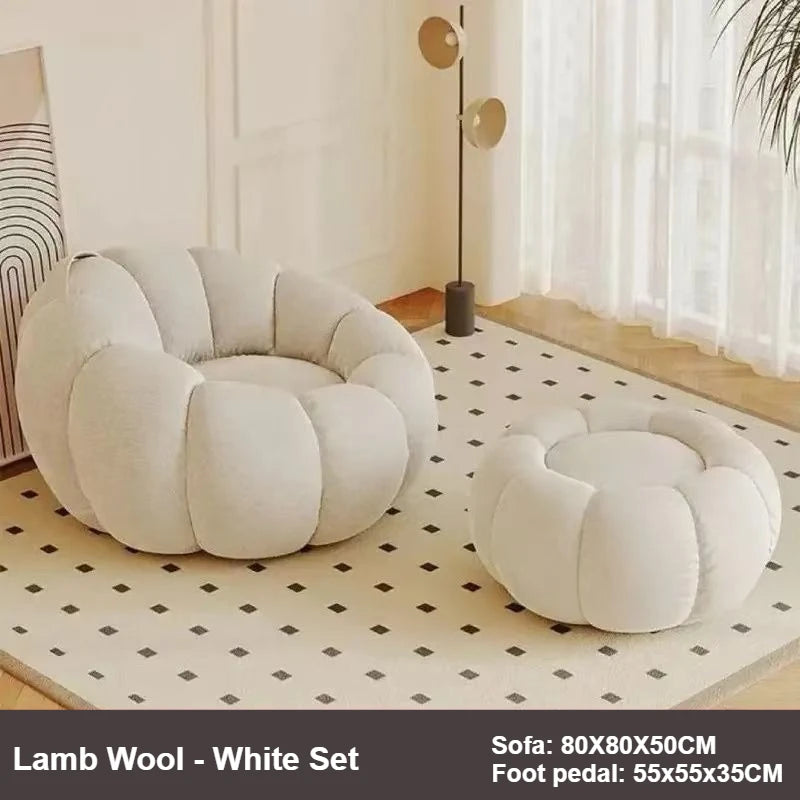 Lazy Pumpkin Nordic Style Sofa Chair With EPS Particle Filling