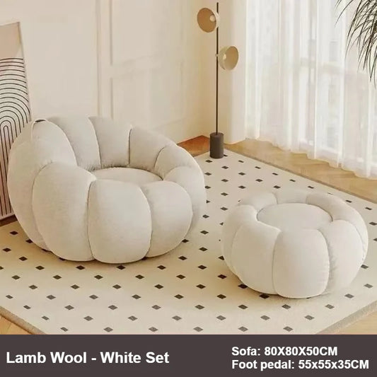 Lazy Pumpkin Nordic Style Sofa Chair With EPS Particle Filling