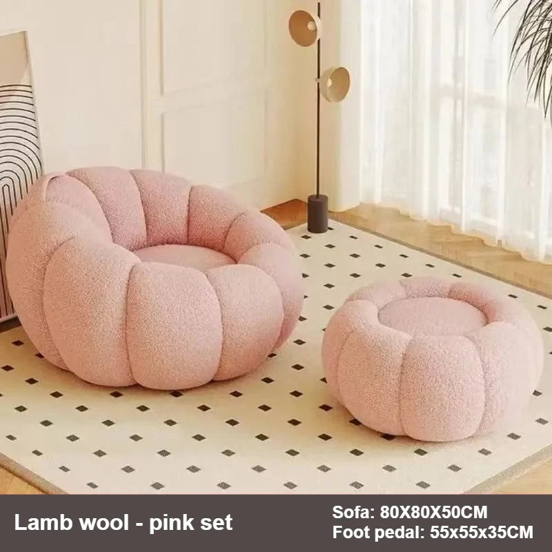Lazy Pumpkin Nordic Style Sofa Chair With EPS Particle Filling