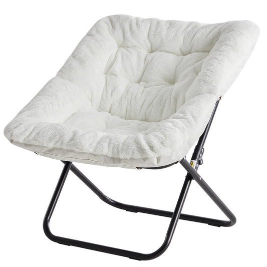 JHK Cozy Saucer Chair With Soft Faux Fur Padded Comfort