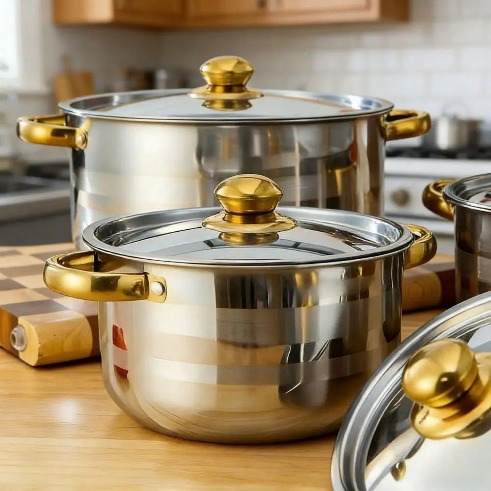 Stainless Steel Cookware Set With Lids For Soup And Pasta