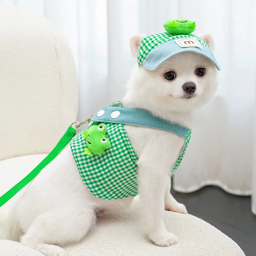 Three-Piece Pet Chest Harness Set With Traction Rope