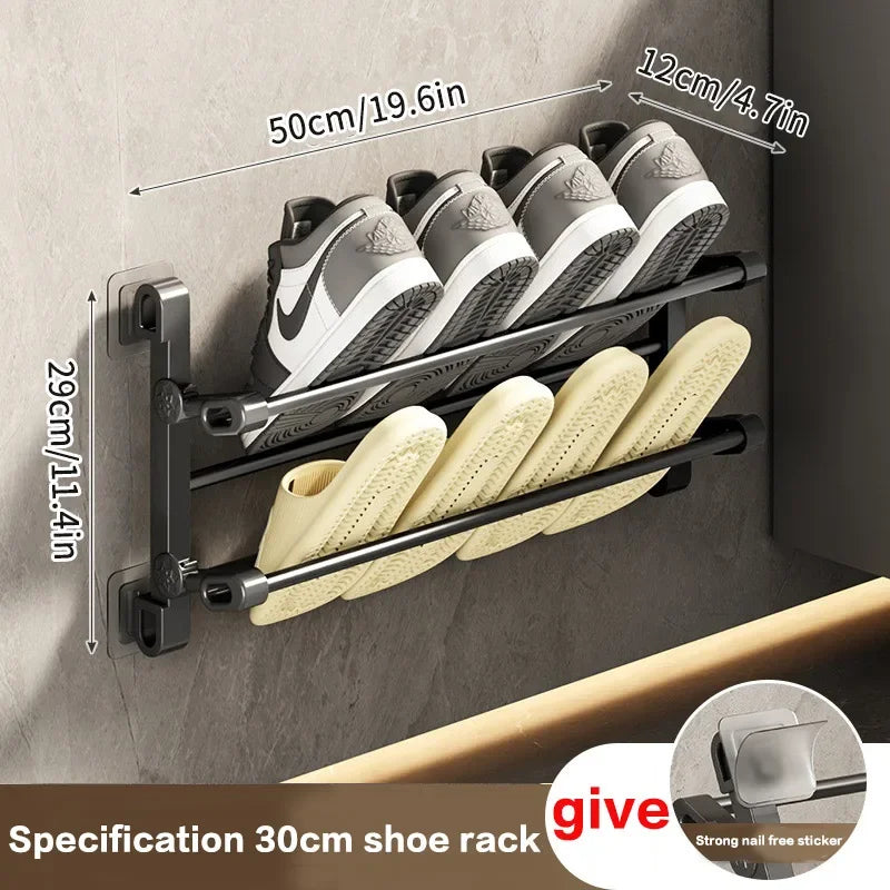 MOZHOU Wall Mounted Shoe Rack Multifunctional Bathroom Organizer