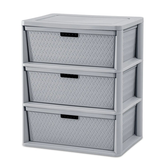 OEINGCN Wide 3-Drawer Tower Plastic Storage Organizer