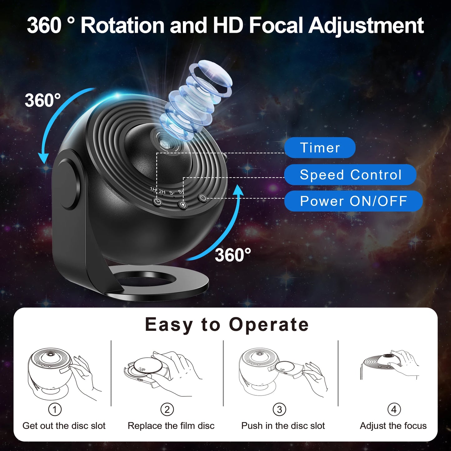 Aiopp Star Projector 13 In Galaxy Projector With 360 Rotation