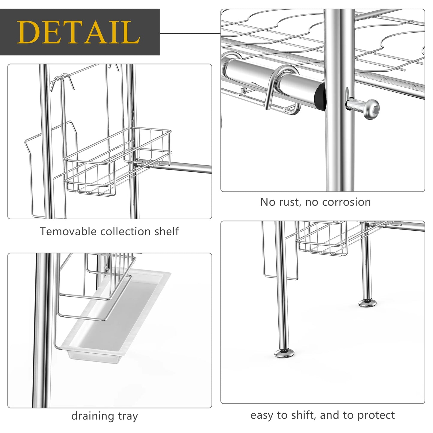 2-Tier Dish Drying Rack Stainless Steel Utensil Holder