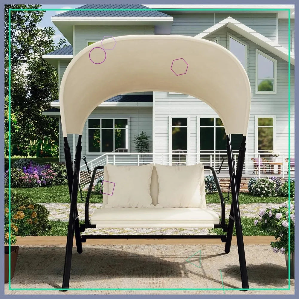 Outdoor Patio Swing Chair With Canopy 600 Lbs Capacity