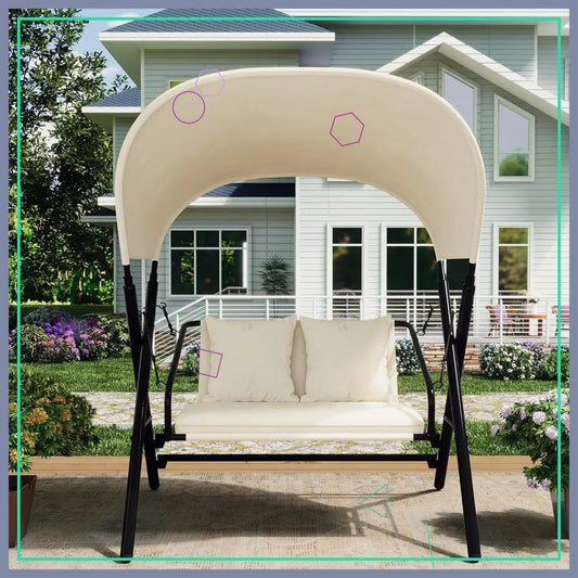 Outdoor Patio Swing Chair With Canopy 600 Lbs Capacity
