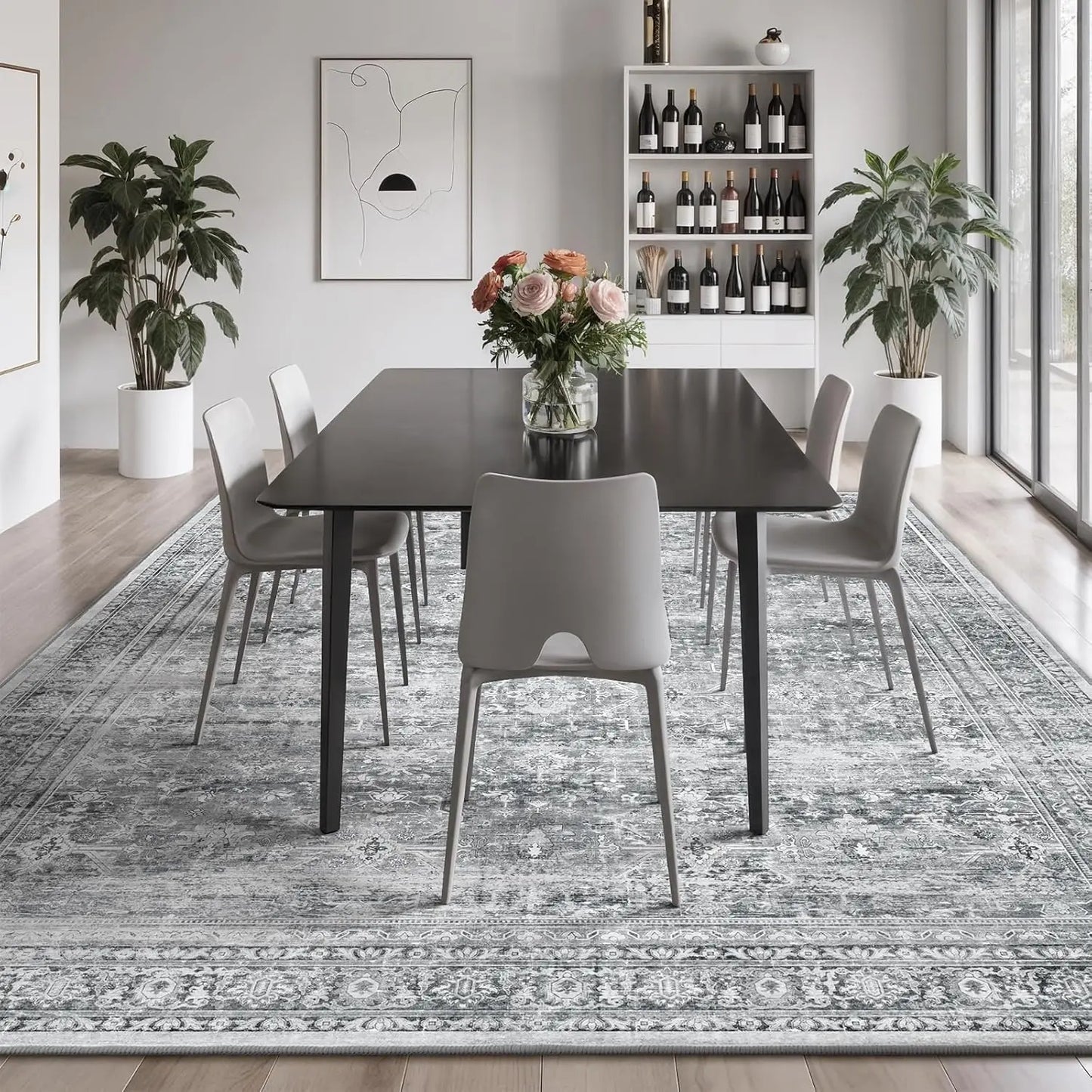 Washable Area Rug With Non Slip Backing