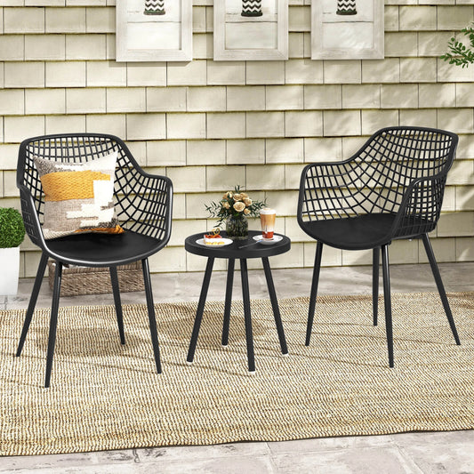 HOMASISH 3 Piece Patio Bistro Set All Weather Table Chairs