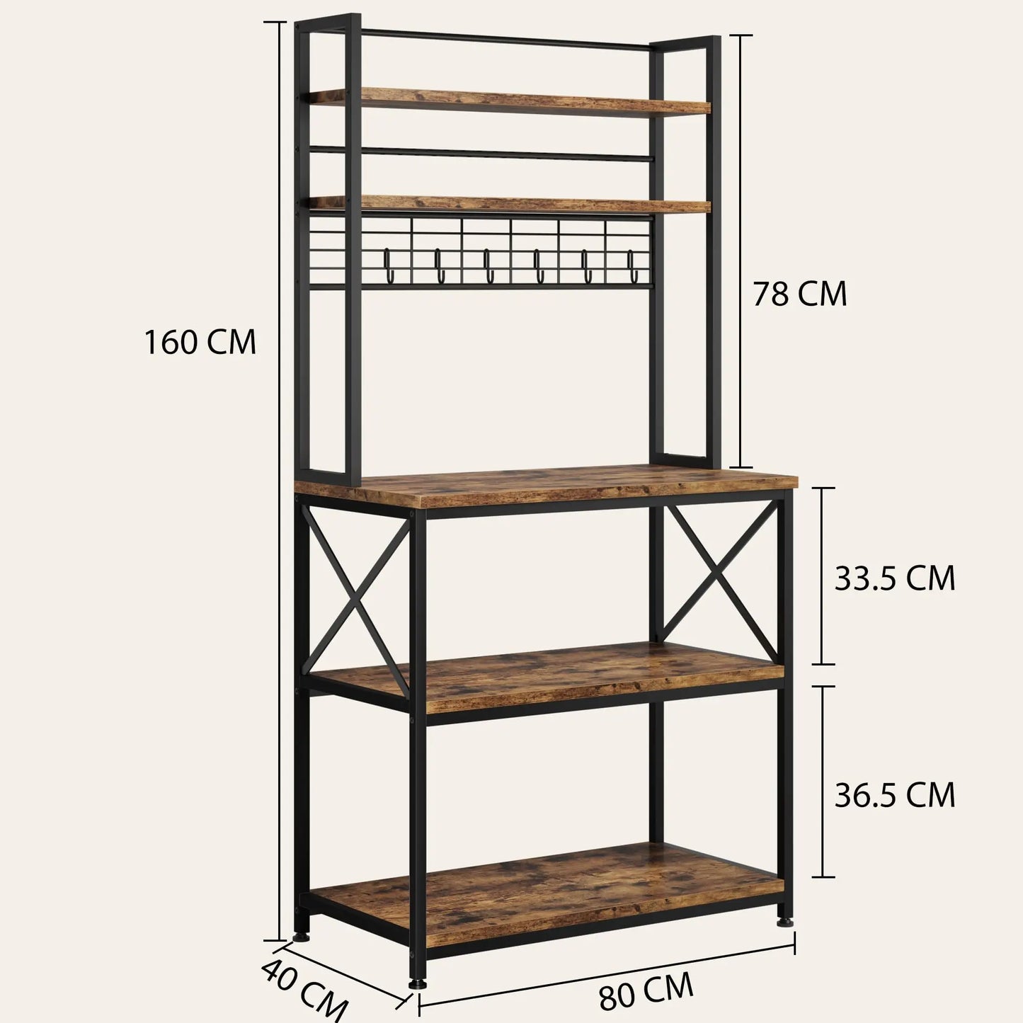 Mesh Kitchen Standing Shelf For Microwave Five Tier Design