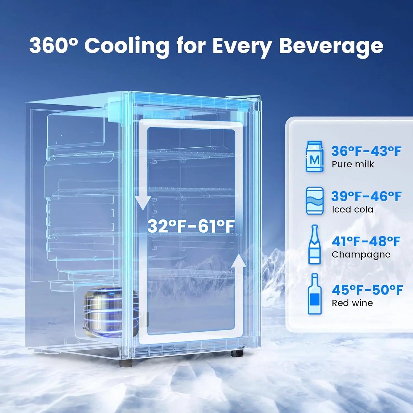 Beverage Refrigerator With Glass Door And Adjustable Shelves