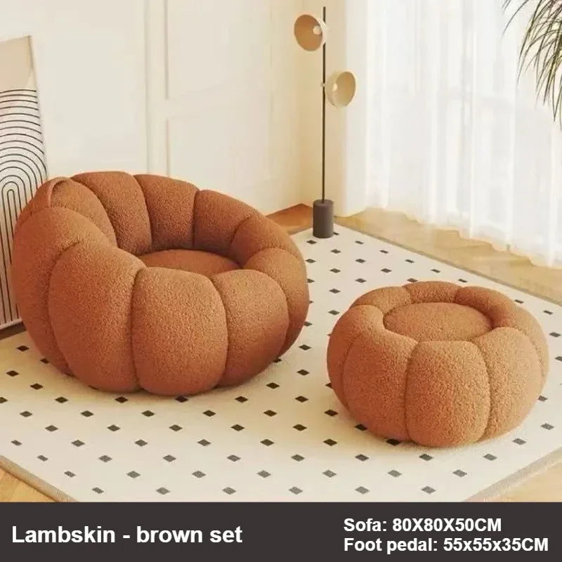 Lazy Pumpkin Nordic Style Sofa Chair With EPS Particle Filling