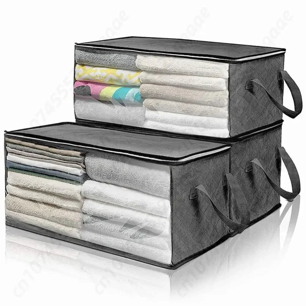 2/5PCS Foldable Blanket Storage Bag Thick Clothes Storage Bins Large Clear Sweater Quilts Organizer for Bedroom Closet Dorm