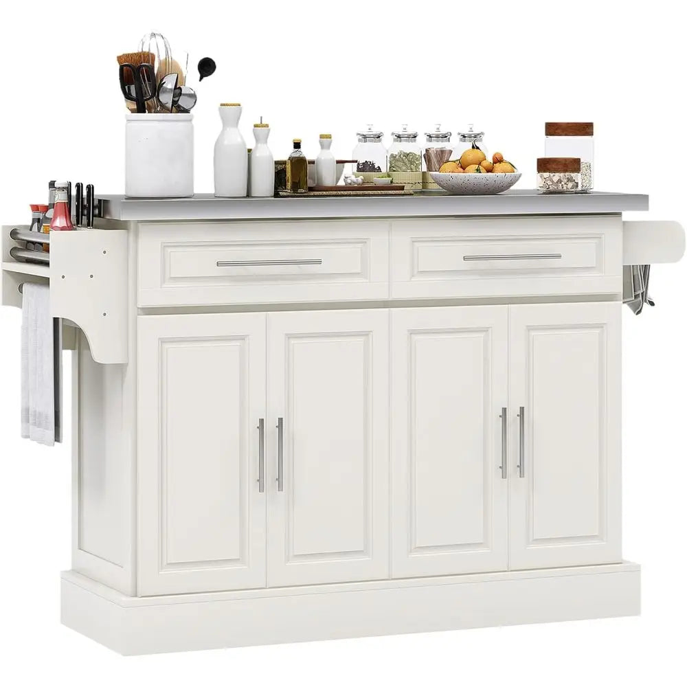 Stainless Steel Top Rolling Kitchen Island Cart With Wheels