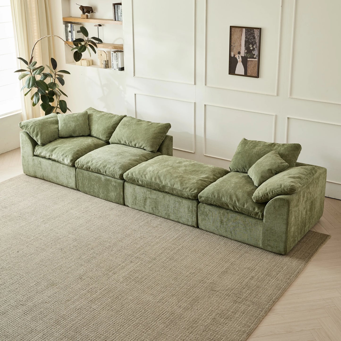 Yeflixvrau Modern Cloud L-Shaped 3-Seater Sofa