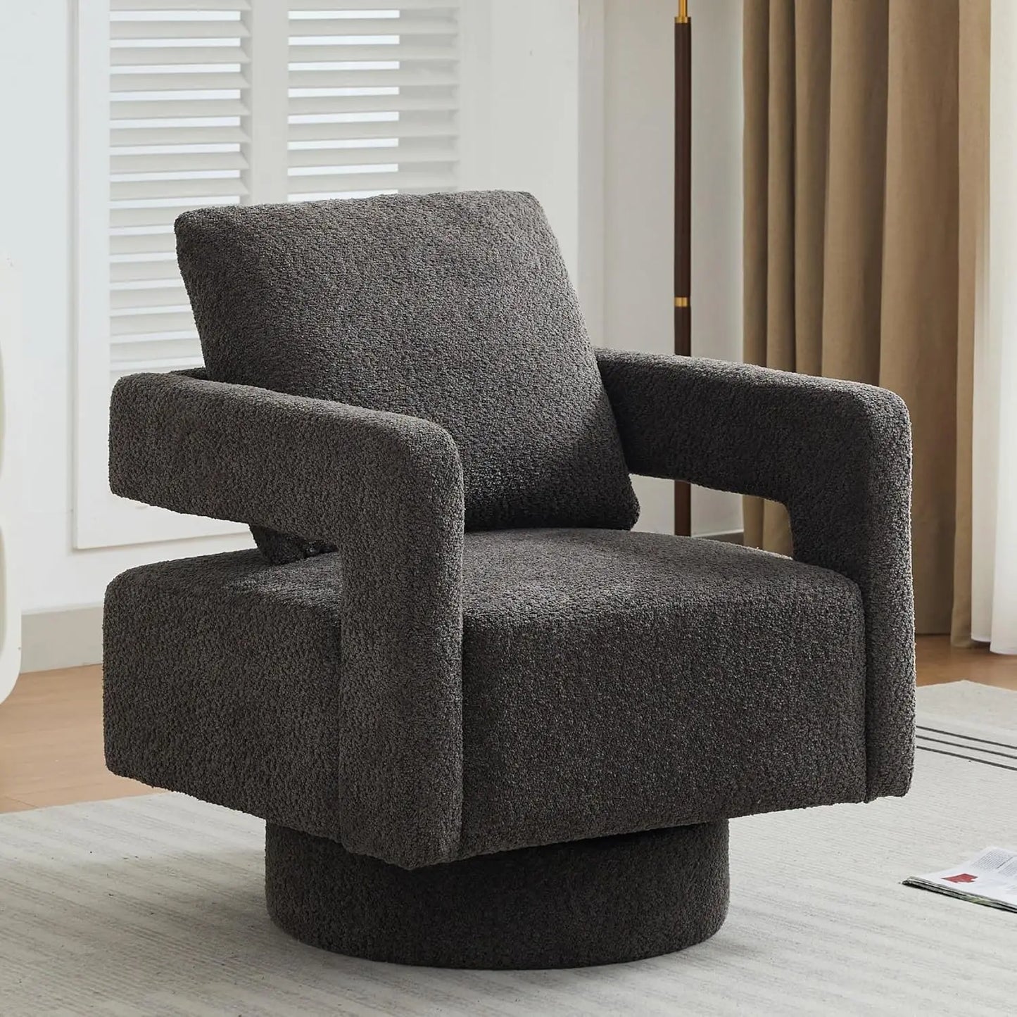 Upholstered Swivel Accent Chair Set Open Back Barrel Chairs