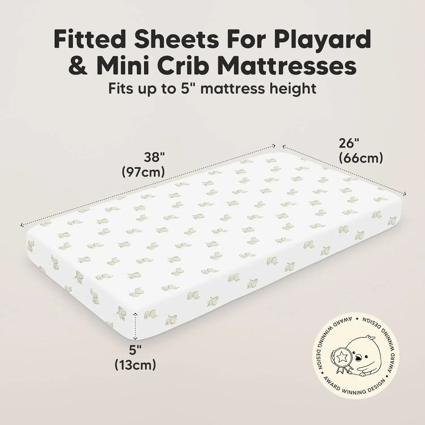 2-Pack Mini Crib Sheets Fitted - 38x26 Pack N Play Sheets for Pack and Play Mattress, Organic Cotton, Soft & Breathable Playard