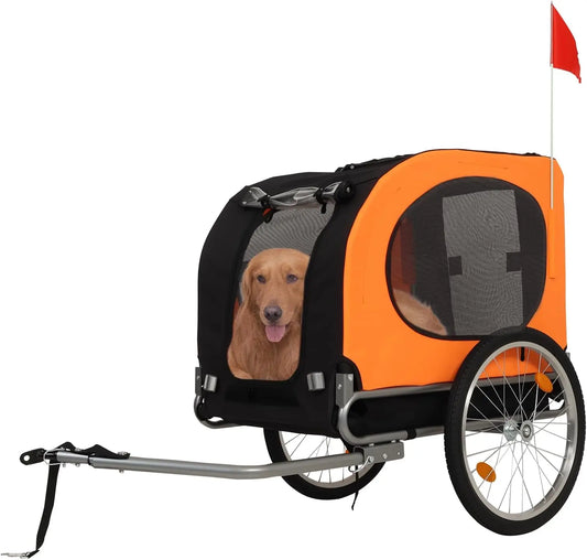 HiMISS Steel Dog Trailer With Universal Coupler Folding Water Resistant Carrier