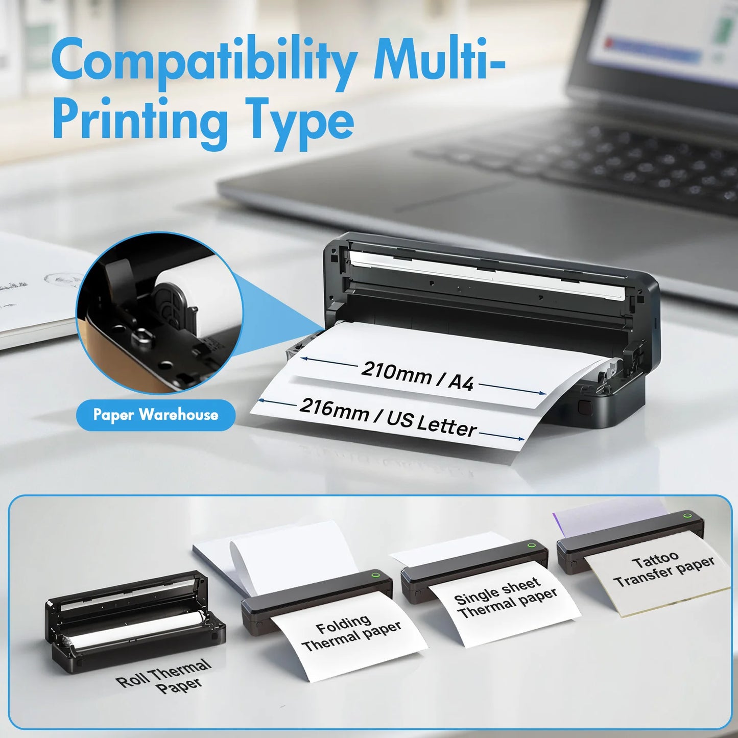 TakeYou Portable Inkless Thermal Printer Label Maker for Travel