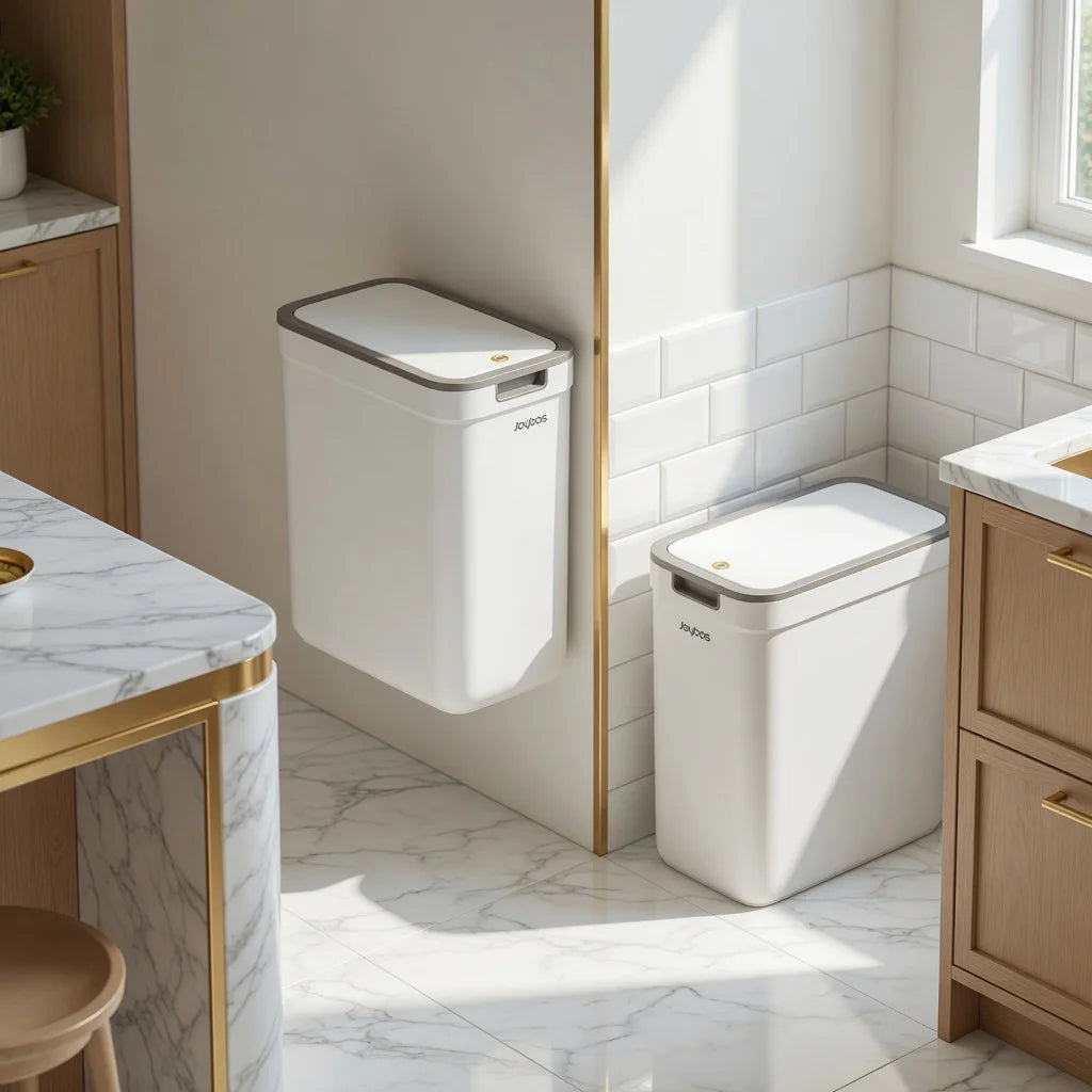Joybos Dual-Use Wall Mounted Floor Standing Trash Can With Lid