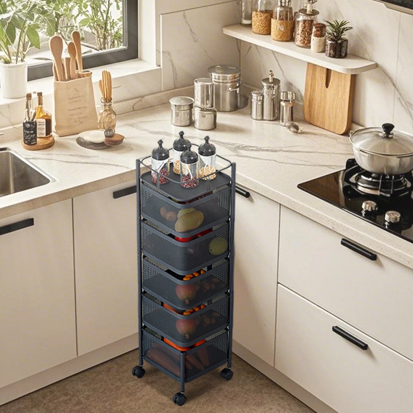 HobbyLane Five-Layer 360 Degree Rotatable Trolley Storage Rack
