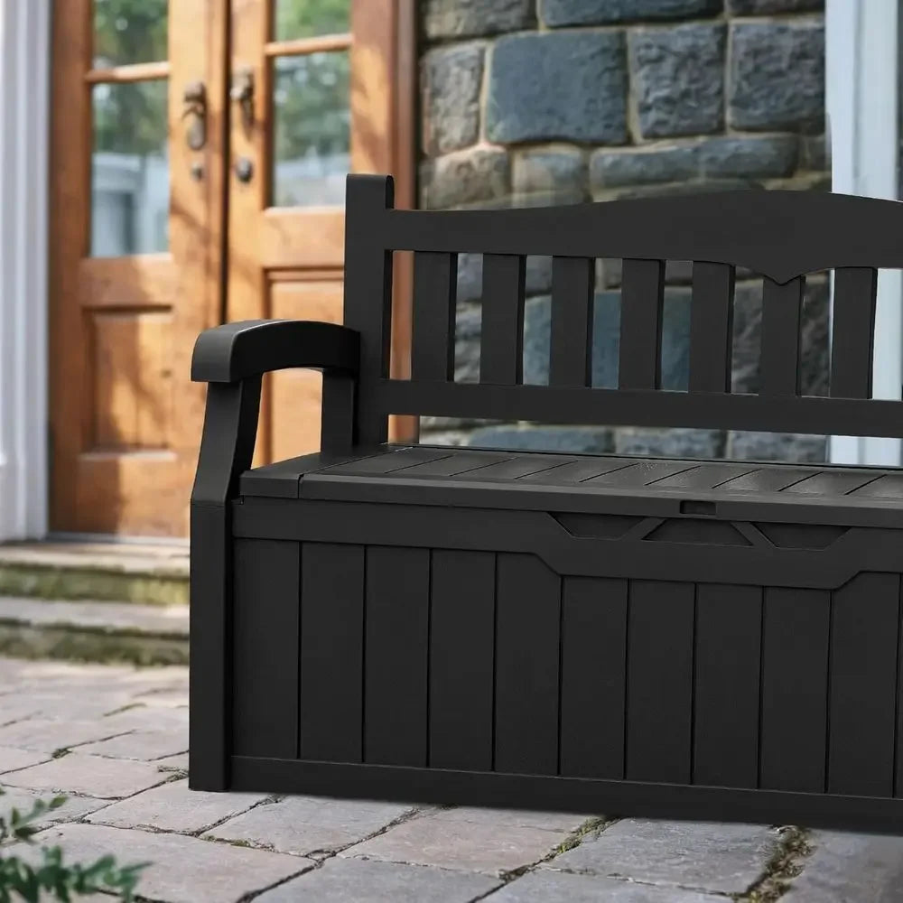 Lockable Outdoor Storage Bench With Cushions For Patio And Garden