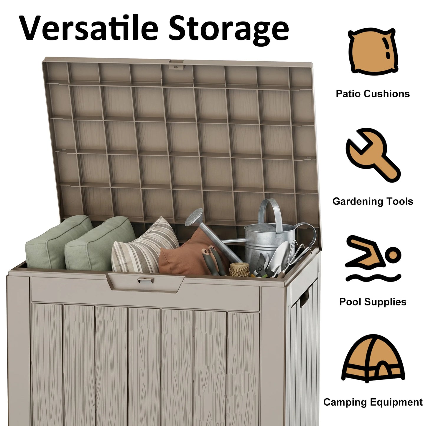 Waterproof Outdoor Resin Deck Box UV Protection Lockable Garden Storage