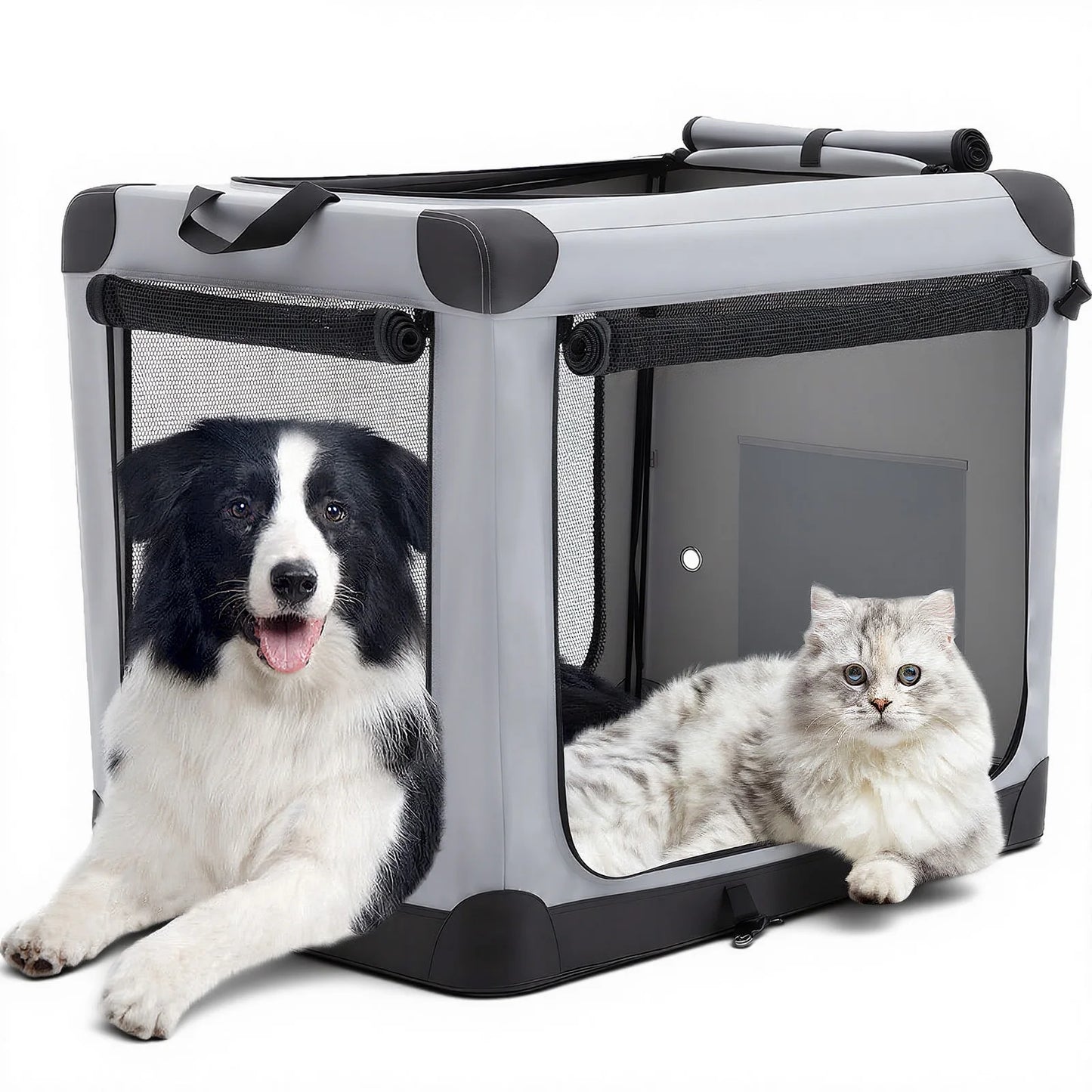 JHK Foldable Soft Dog Crate With 3 Doors For Indoor