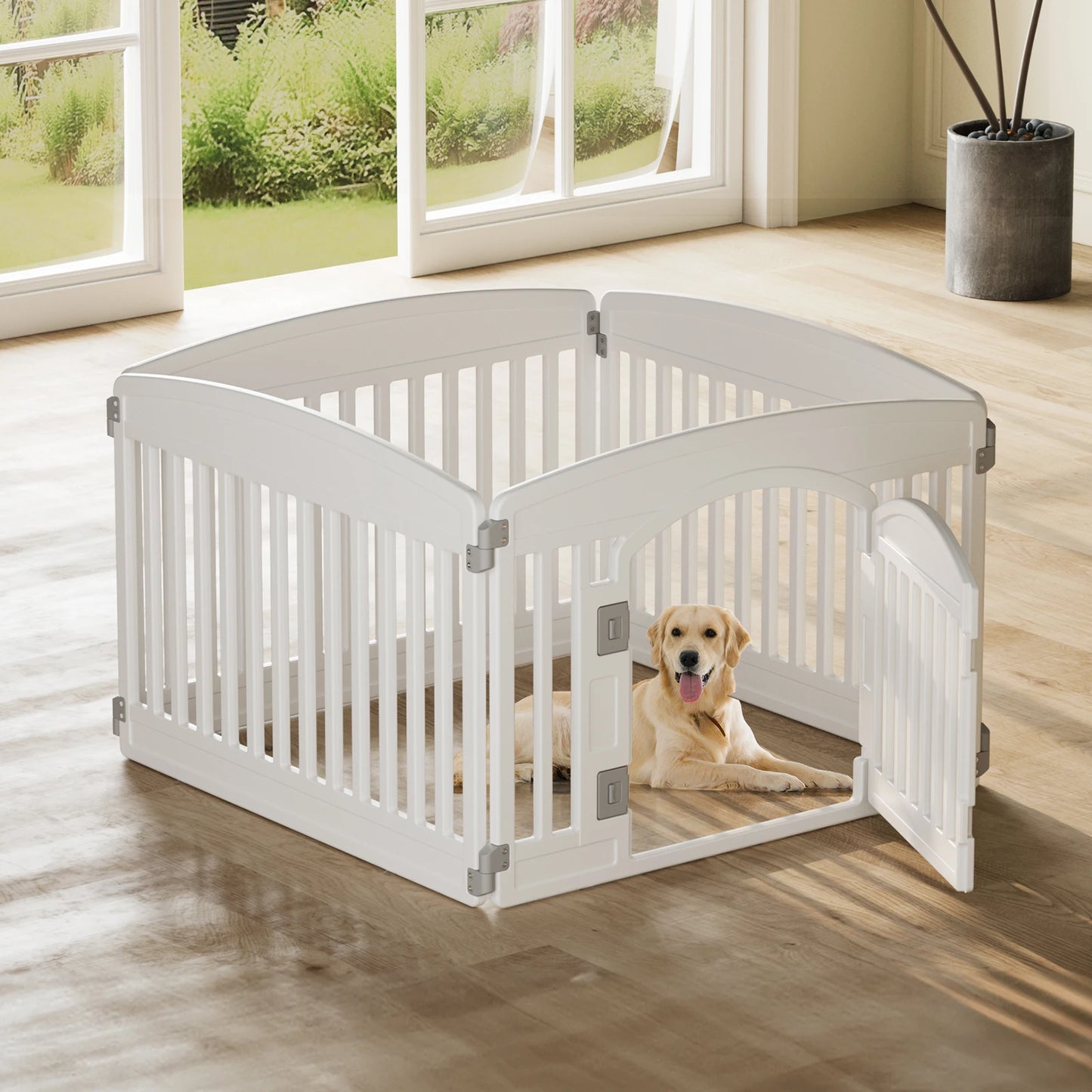 JHK Plastic Dog Playpen 6Panel Expandable Outdoor Portable