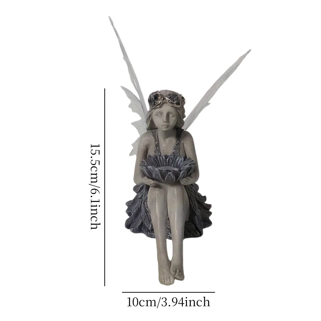 Outdoor Garden Solar Fairy Statue Light Resin Flower Decor