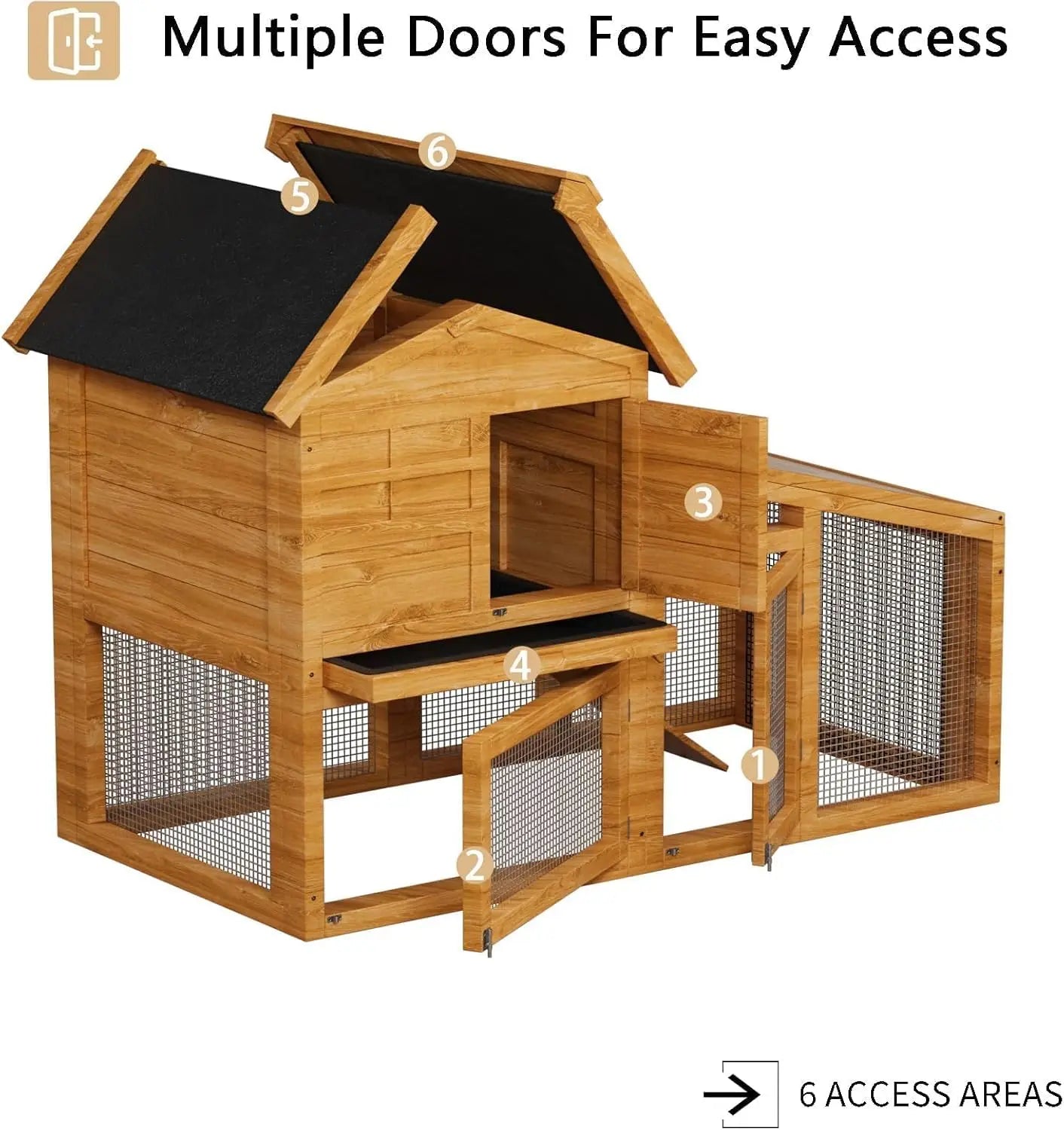 HiMISS Chicken Coop With Run And Nesting Box For Rabbit And Guinea Pigs